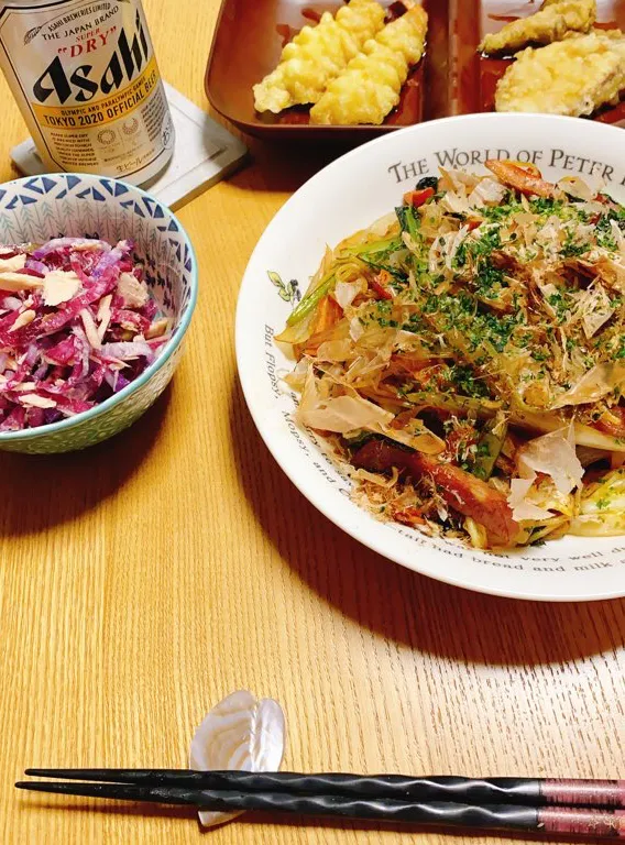 麺少ない焼きそば
天丼の具
昨日の残りの大根サラダ|naoさん