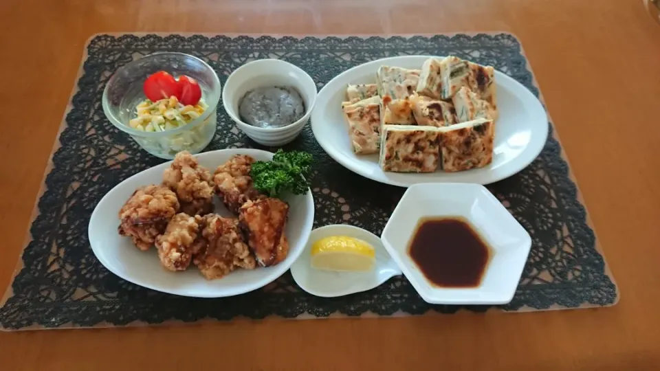 ☆唐揚げ
☆チヂミ
☆コールスローサラダ
☆黒ごまおぼろ豆腐|chikakoさん