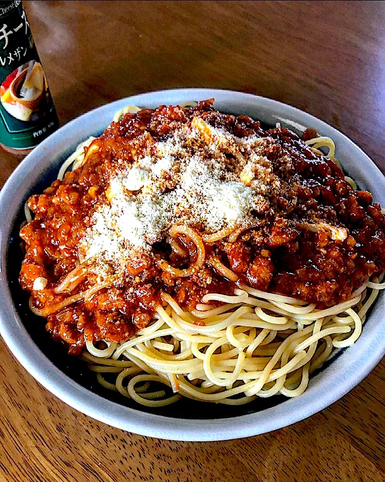 🍝重曹めんミートソーススパゲッティ大盛|ガク魁‼︎男飯さん