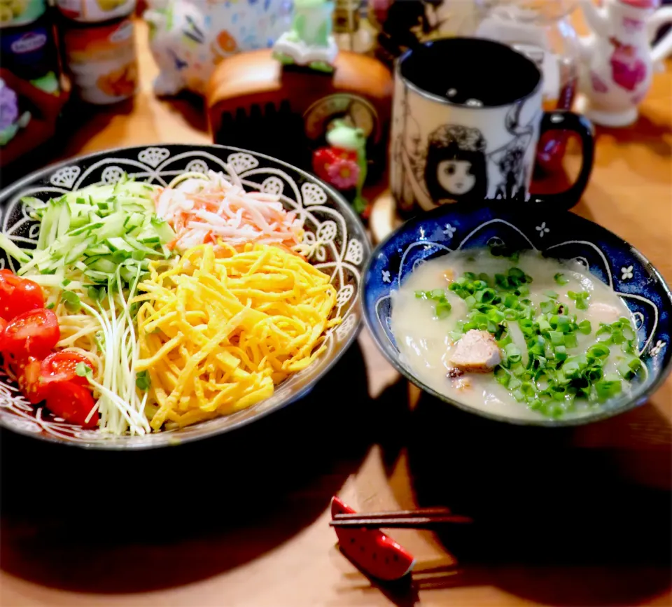 ・冷やし中華・漁師味噌汁|まぁちゃんさん