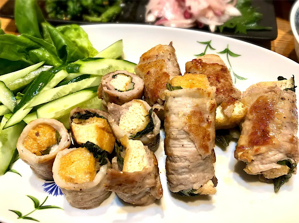 油揚げ・青紫蘇・生姜の豚もも肉巻きソテー|じゅんさんさん