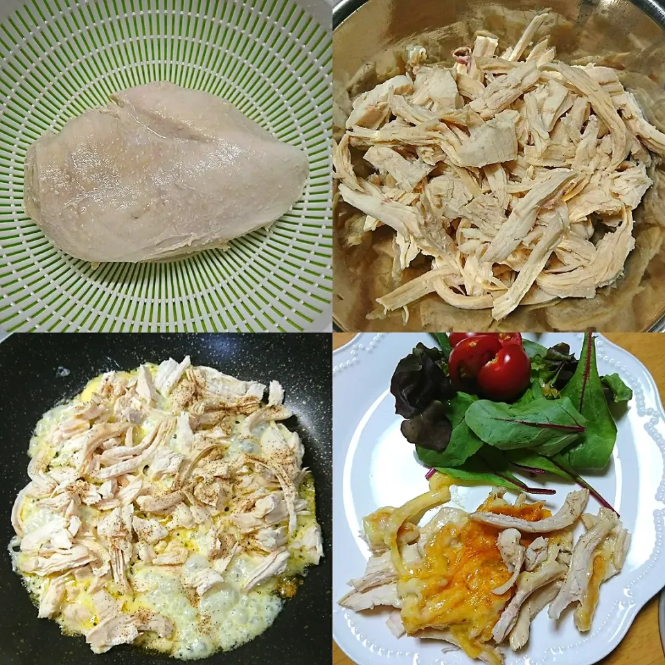 初めて作った茹で鶏むね肉🐔|しまだ ちえこさん