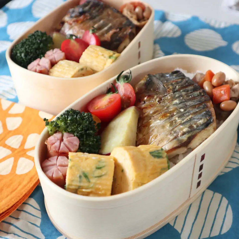 高校生男子弁当＆中学生男子弁当🍱塩サバ|なかじー。さん