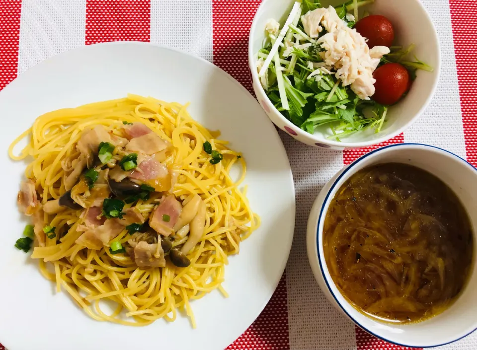 【ランチ】きのことベーコンの和風スパゲティ|飛鳥さん