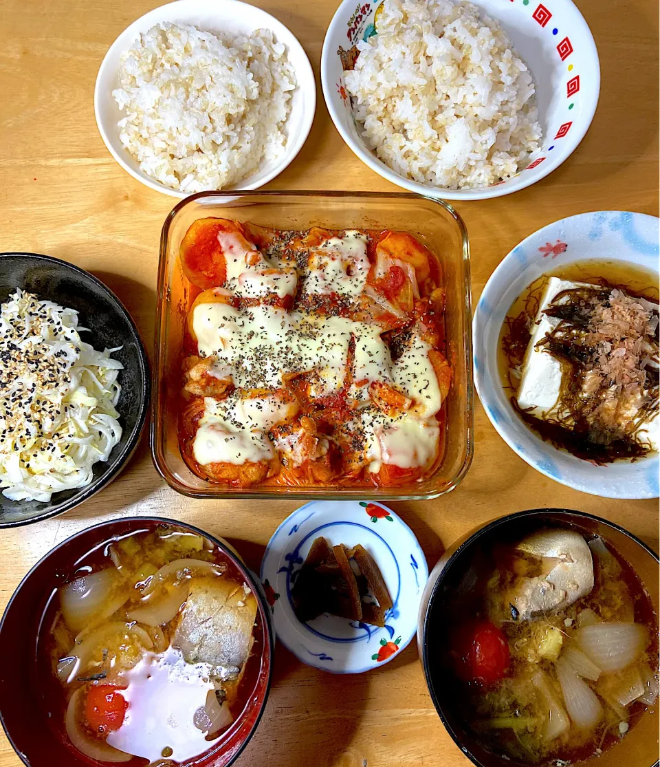 Snapdishの料理写真:鯖缶味噌汁&トマト煮込み再び💦|Makokoさん