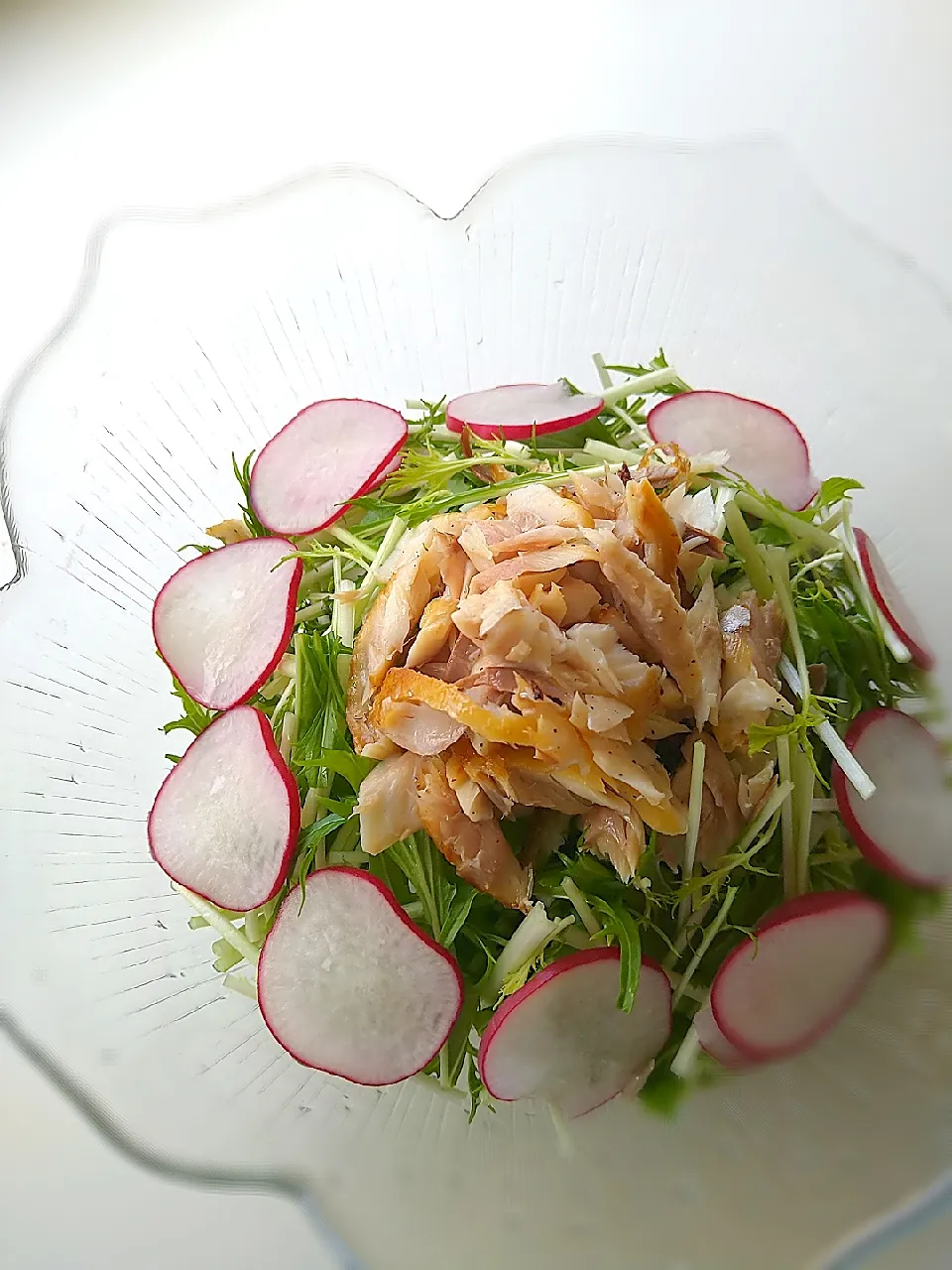 水菜と鯵干物のサラダ|まめころさん