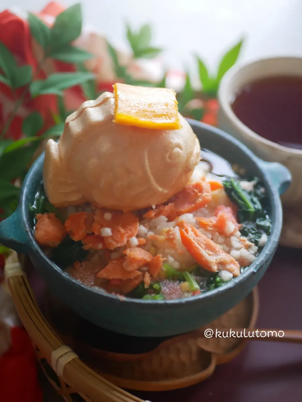 もち米最中のっけ鮭たらこお茶漬けサラサラ🍚♨|kukulutomo ❁𓎪 ⡱𓎩‎𐩢𐩺𓎪 ⡱さん