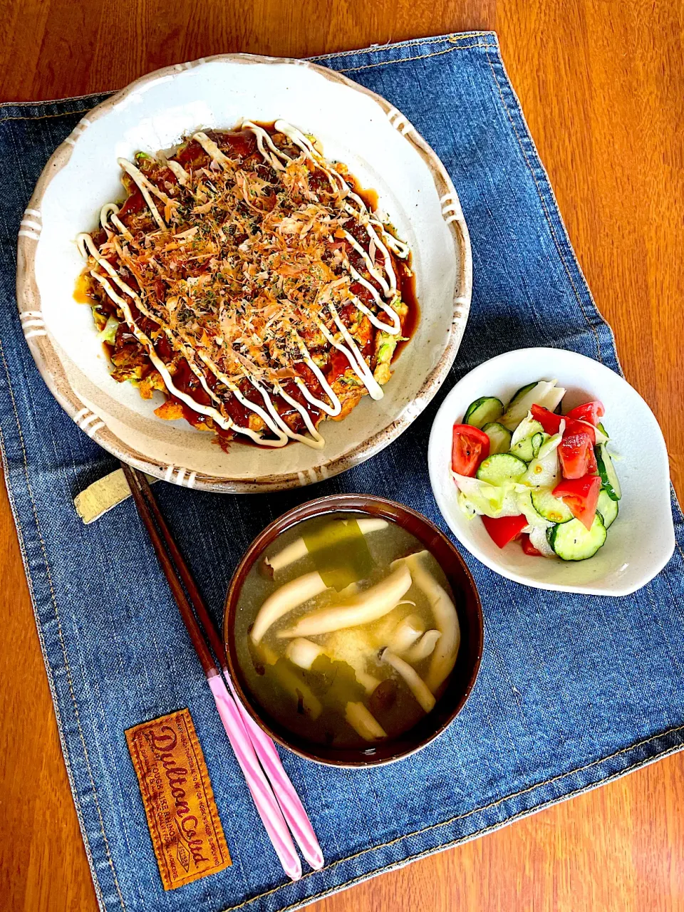 オートミール&おからの明太チーズお好み焼きランチ♪|かなさん