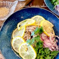 国産無農薬レモン🍋を使って✨イタリアンレモン蕎麦🍋🇮🇹めちゃくちゃヘルシー😋