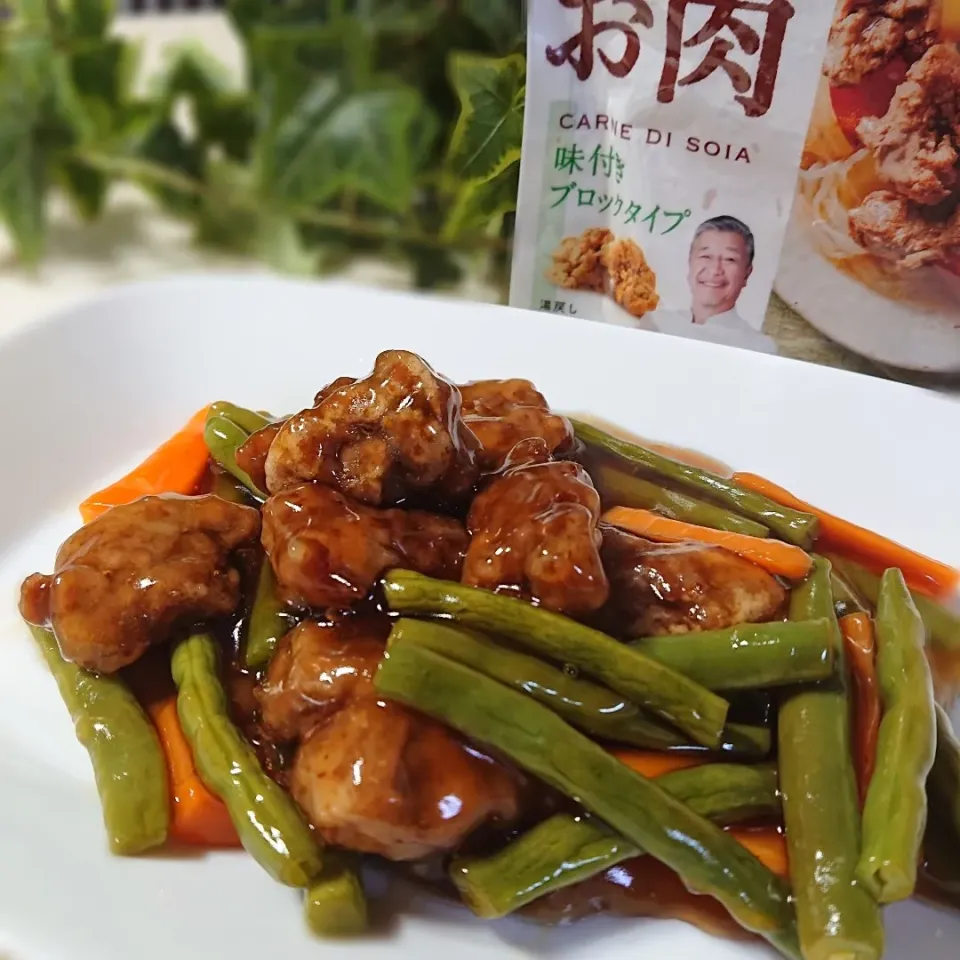 大豆のお肉といんげん甘酢炒め|ポトスさん