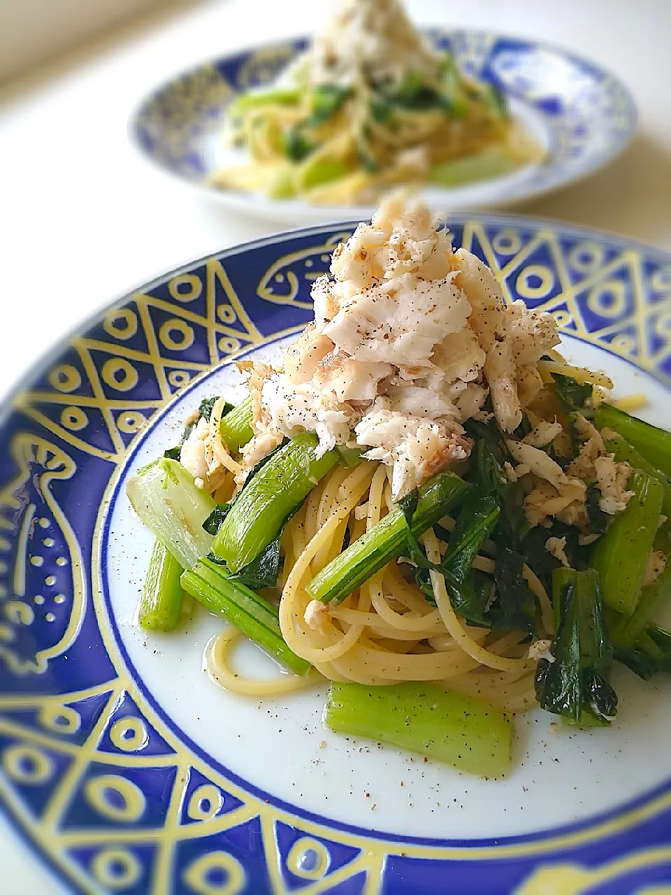 鯛の塩焼きリメイクパスタ！で、昼ごはん😋|まめころさん