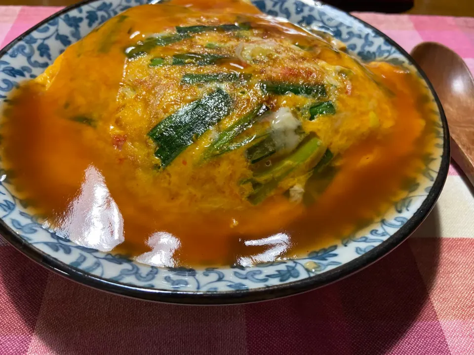 カニカマとニラの天津丼|ハルのただ飯さん