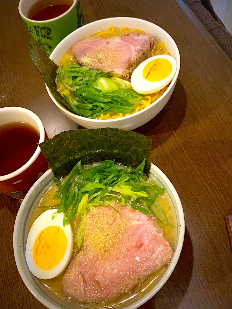 味噌ラーメン🍜　煮豚　煮卵　青ネギ　焼き海苔　お茶|ch＊K*∀o(^^*)♪さん