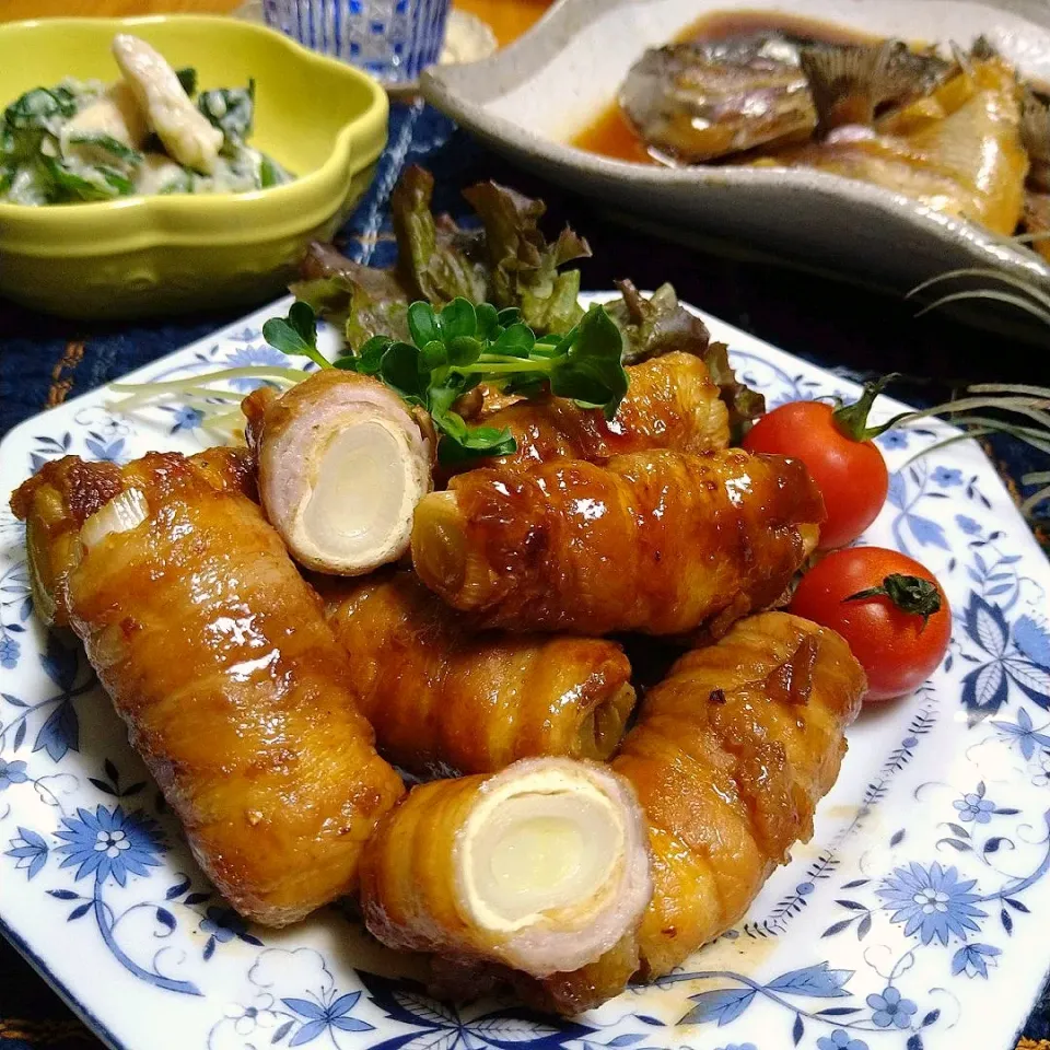 Snapdishの料理写真:ポトスさんの料理 ネギと油揚げの豚肉巻き|とまと🍅さん