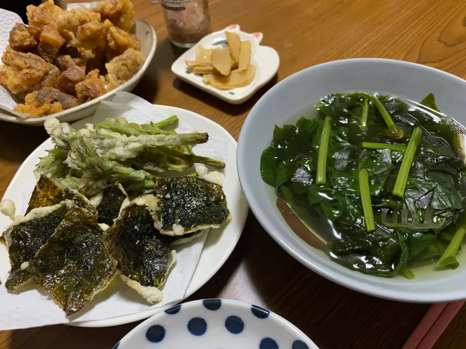 5月16日夜は天ぷら🌿タラの芽と海苔|とももさん