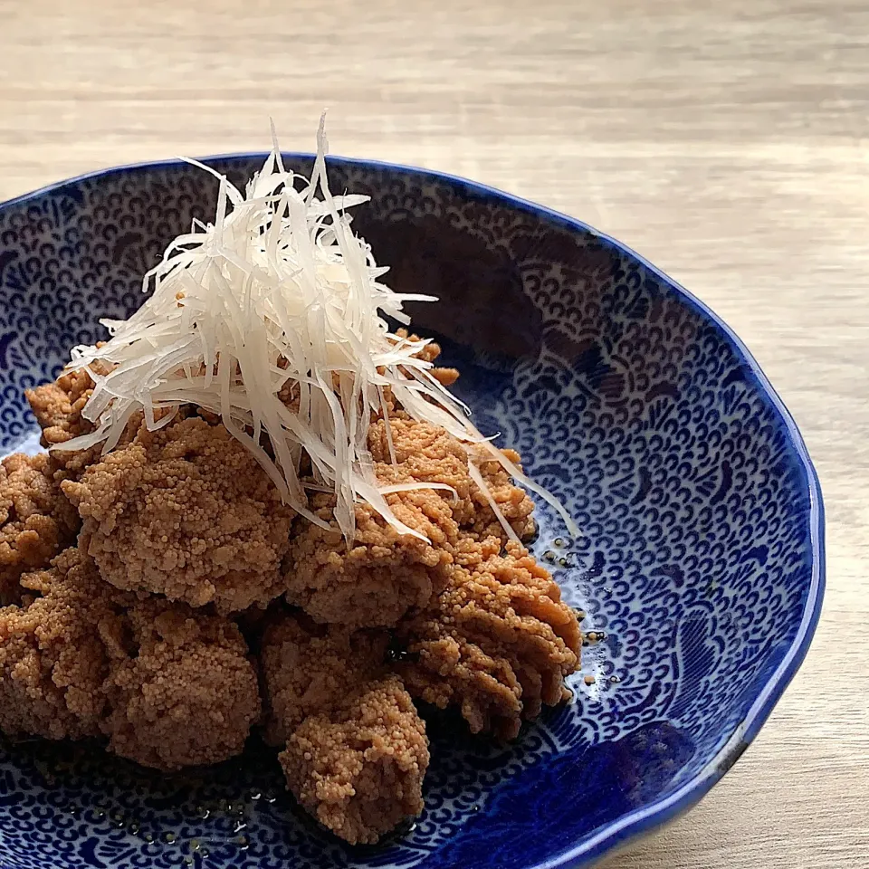 さわらの真子 煮付け 🟠まるさんの料理 助子の花煮 / たらこの煮付け|まる(丸大豆)さん