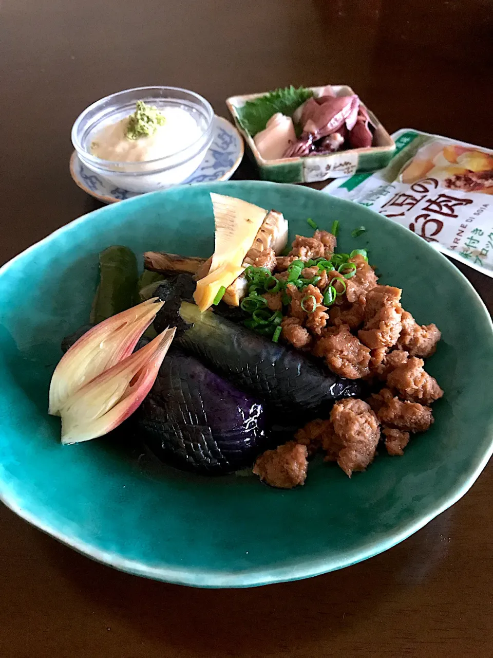 揚げだし茄子🍆と大豆のお肉の汁だく|とんちんさん