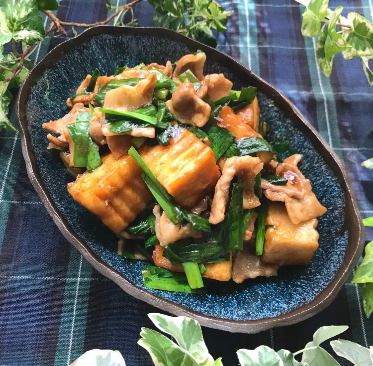 Snapdishの料理写真:🌿ヘルシー&ガッツリ 厚揚げとニラと豚肉のウマウマ甘辛炒め🌿|Hollyさん