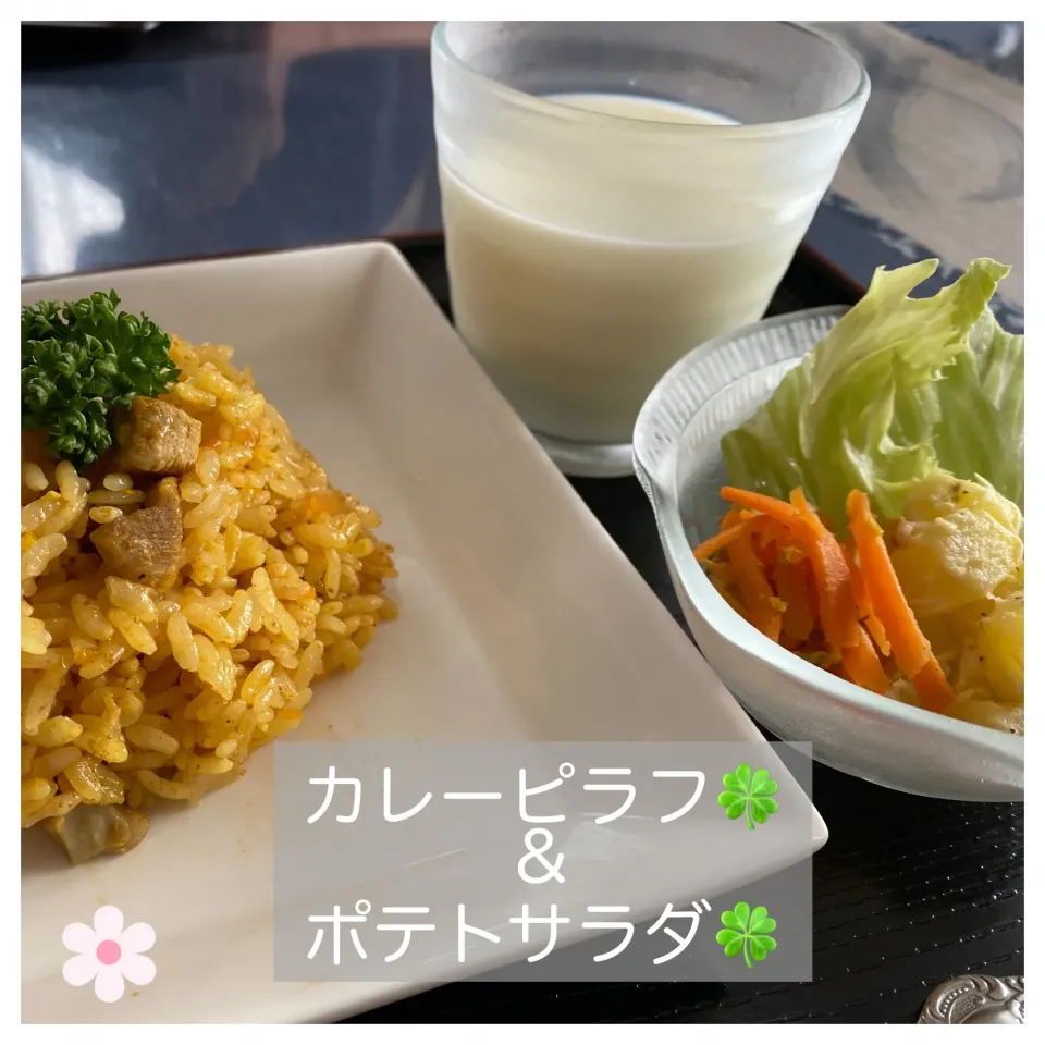 Snapdishの料理写真:カレーピラフ&ポテトサラダ|いのっちさん