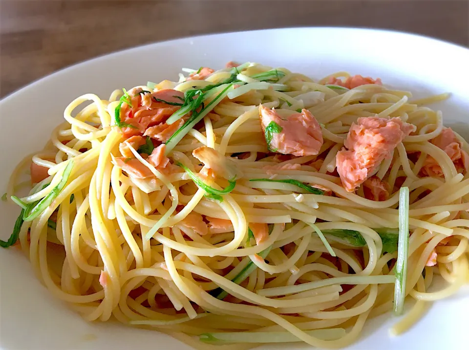 鮭と水菜のパスタ|リフルシャッフルさん