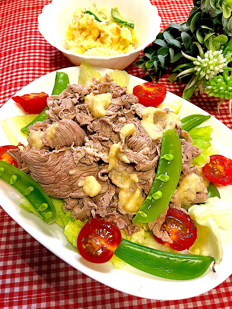 牛しゃぶサラダ🥗手作り玉ねぎドレッシング✨✨|＊いちご＊さん