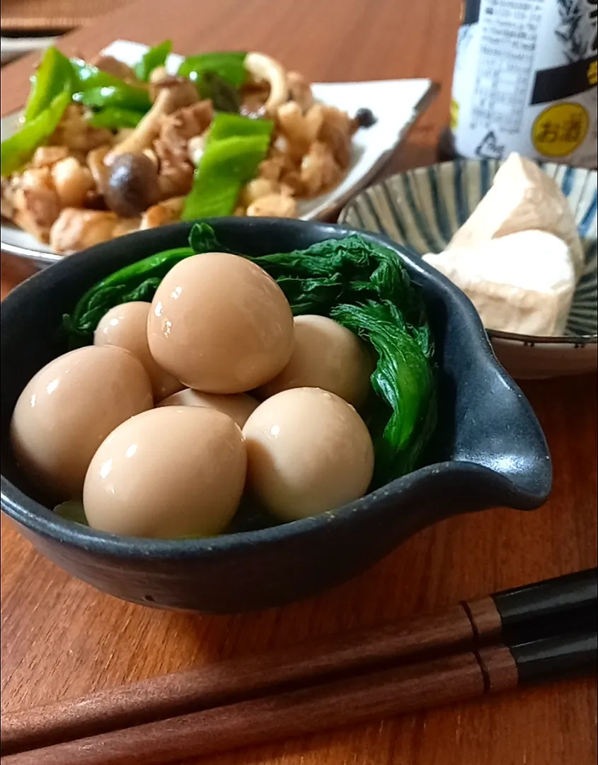 うずら卵のにんにく醤油漬け|まりおさん