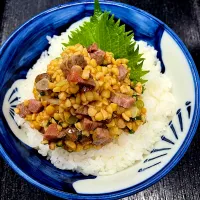 Snapdishの料理写真:肉納豆丼|johnnyさん