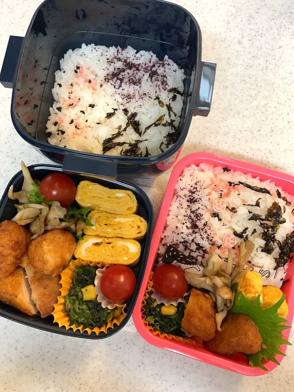 Snapdishの料理写真:女子高生と男子高生のお弁当|料理嫌いなおかあさんさん