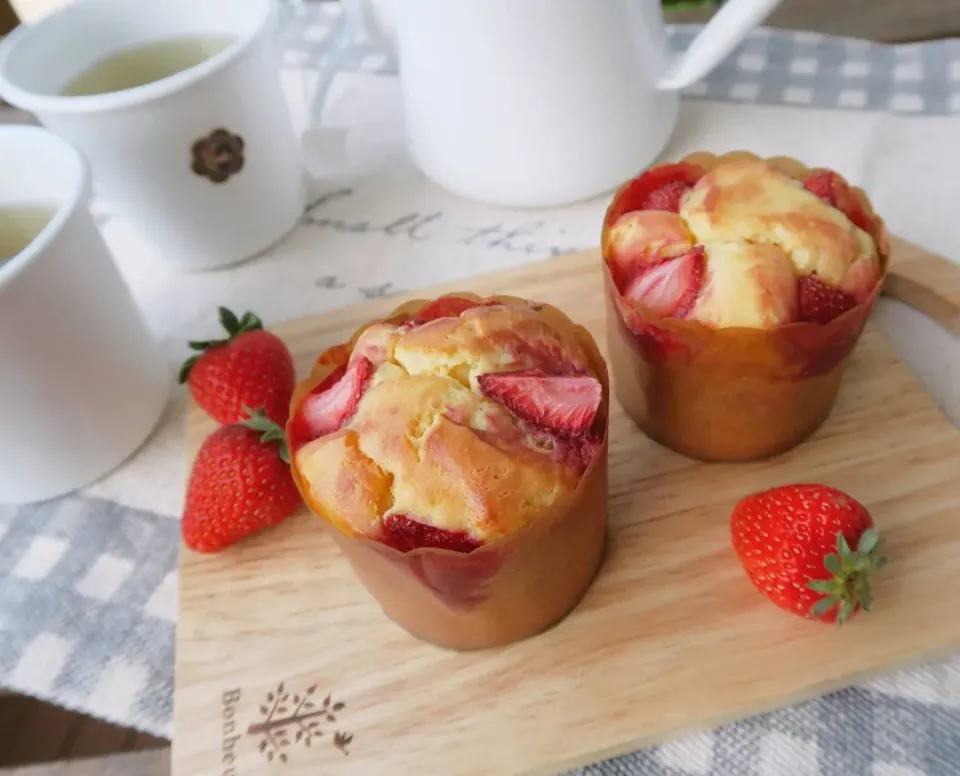 大豆粉で作る苺マフィン🍓|大阪おかんシェフさん