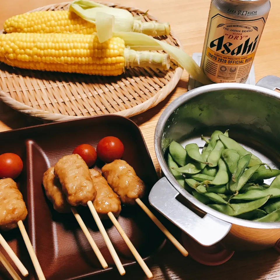 鶏つくね
枝豆、とうもろこし🌽|naoさん