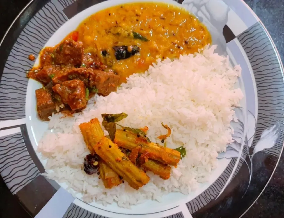 Lunch😋 Dal Rice.. 🐏 Liver masala dry.. Drumsticks fry (Talinpu)|Rehana27さん