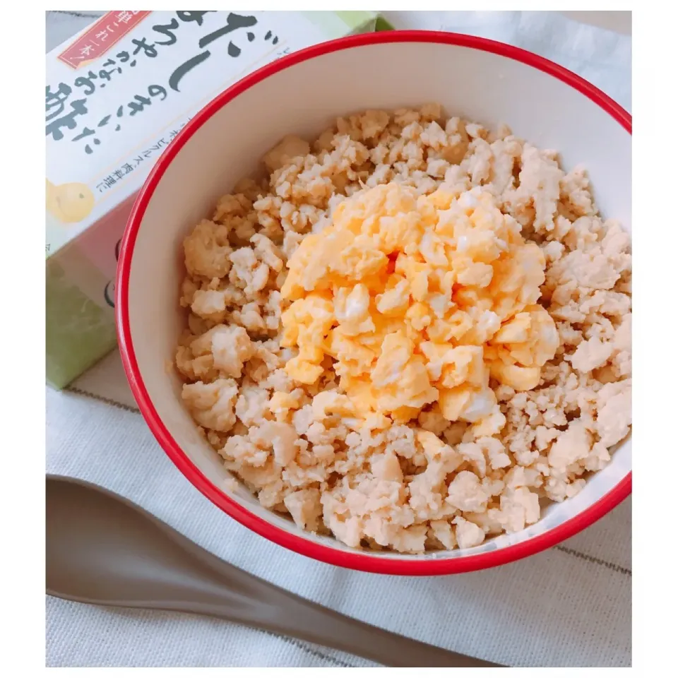 こし餡♡さんの炒り卵はレンチン５０秒！！だしまろ酢deそぼろ丼♪ #楽天レシピ|楽天レシピさん