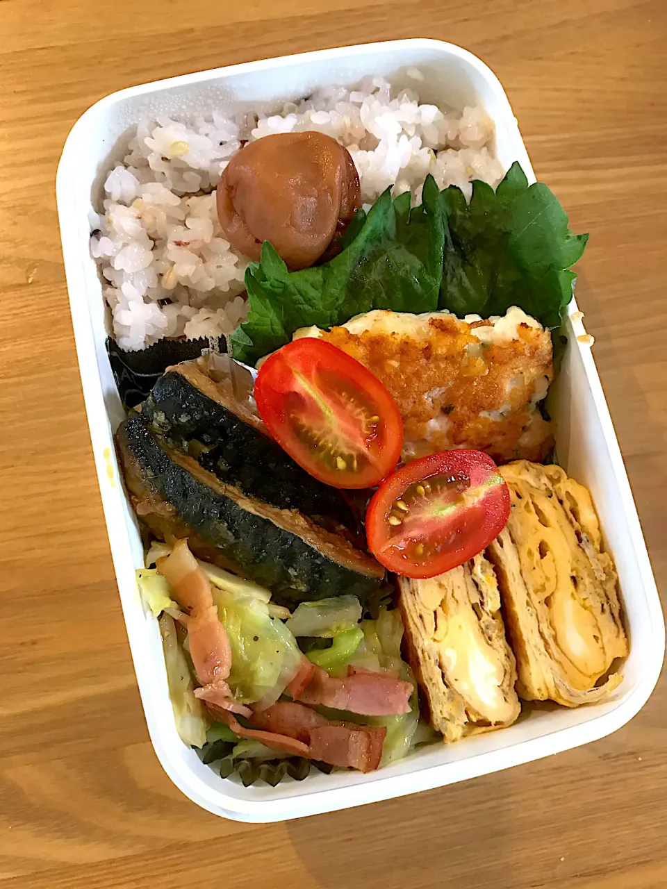 しそチーズバーグ、鯖のみぞれ煮弁当🍱|ちっくんさん