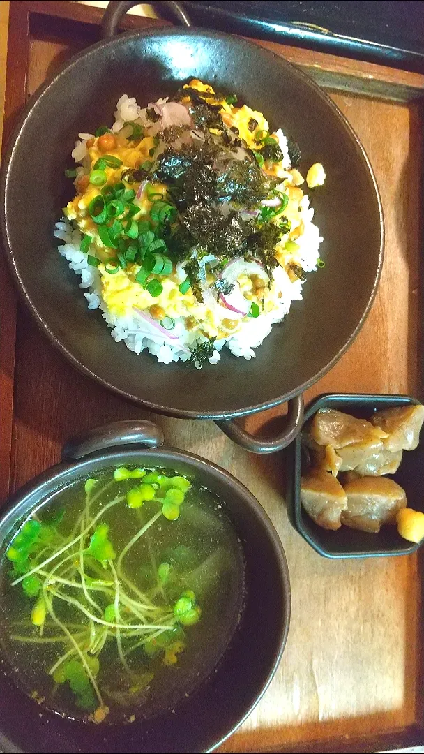 Snapdishの料理写真:我が家の納豆たまご丼|まにょさん