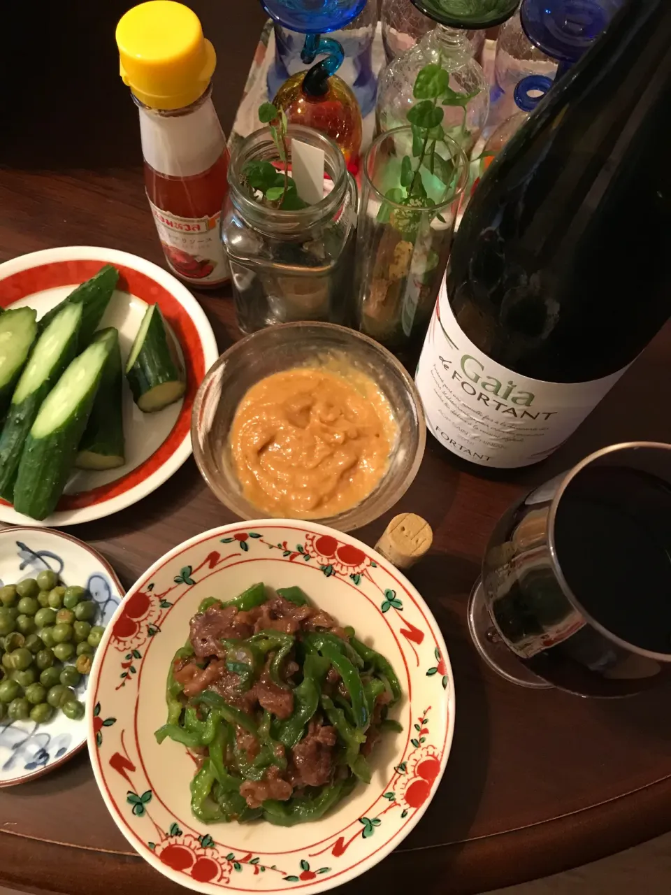 Snapdishの料理写真:ピリ辛野菜のおばんざい！ワインとマリアージュ🍷|ワイントンさん