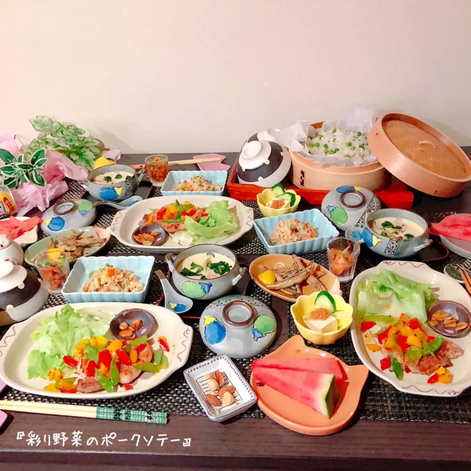 Snapdishの料理写真:ガリバタポークと豆ごはん|ぷらっとさん