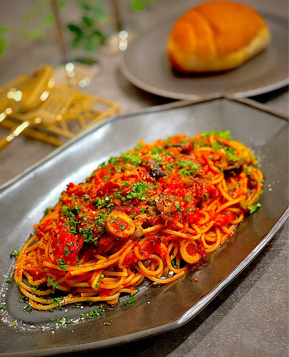 プッタネスカ〜🍝昆布を入れたお湯でパスタを茹でるマエソンさんのレシピ😊|AXさん