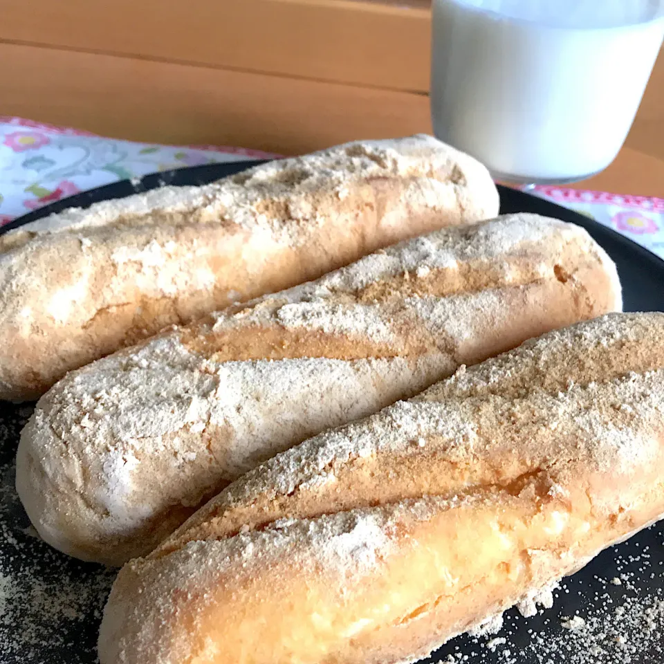 今日のおやつは懐かしい給食風あげパン 牛乳と一緒に🥛|mokoさん