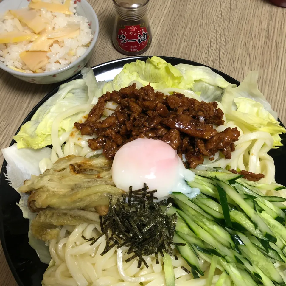 辛肉味噌サラダうどん&筍ごはん|seiko Oさん