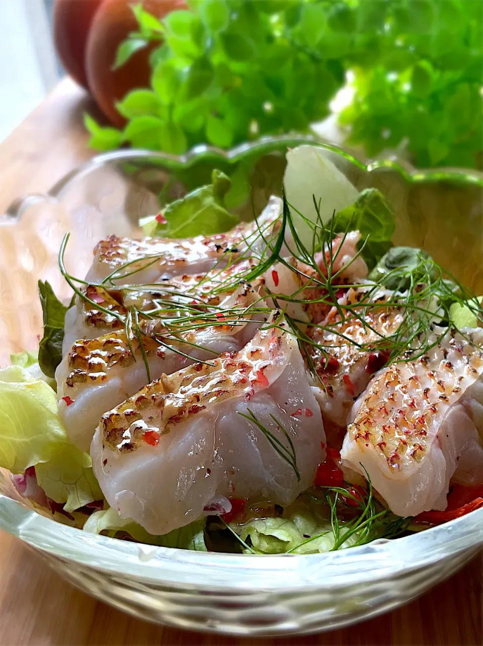 釣り魚🎣アカムツ(のどぐろ)の炙りサラダ🥗|9421beruさん