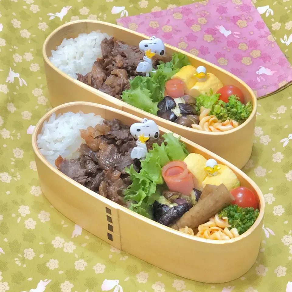 牛しぐれ煮☘の双子ちゃんお弁当💙❤️ 5/7金|sweet homeさん