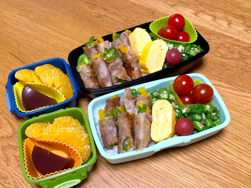 オクラのっけ弁当〜with豚肉ピーマン〜|ゆさん