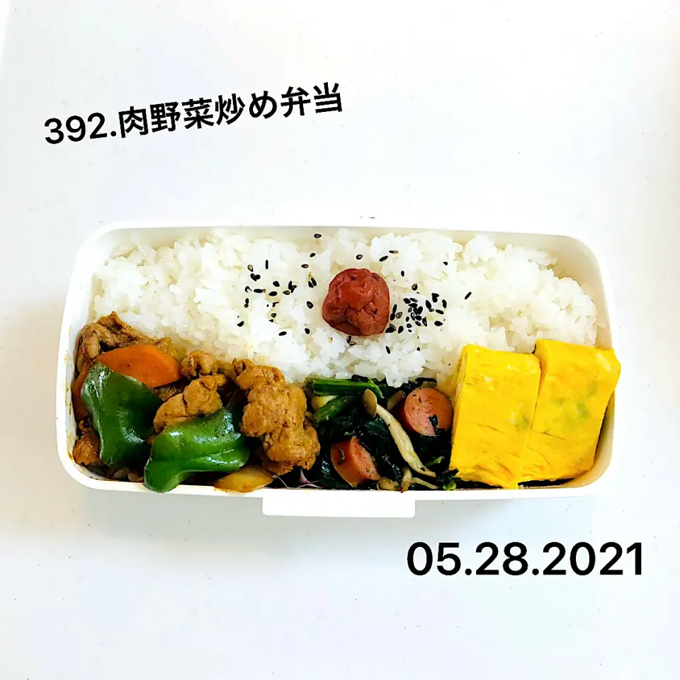 Snapdishの料理写真:392.肉野菜炒め弁当#高校男子弁当|saya0125さん