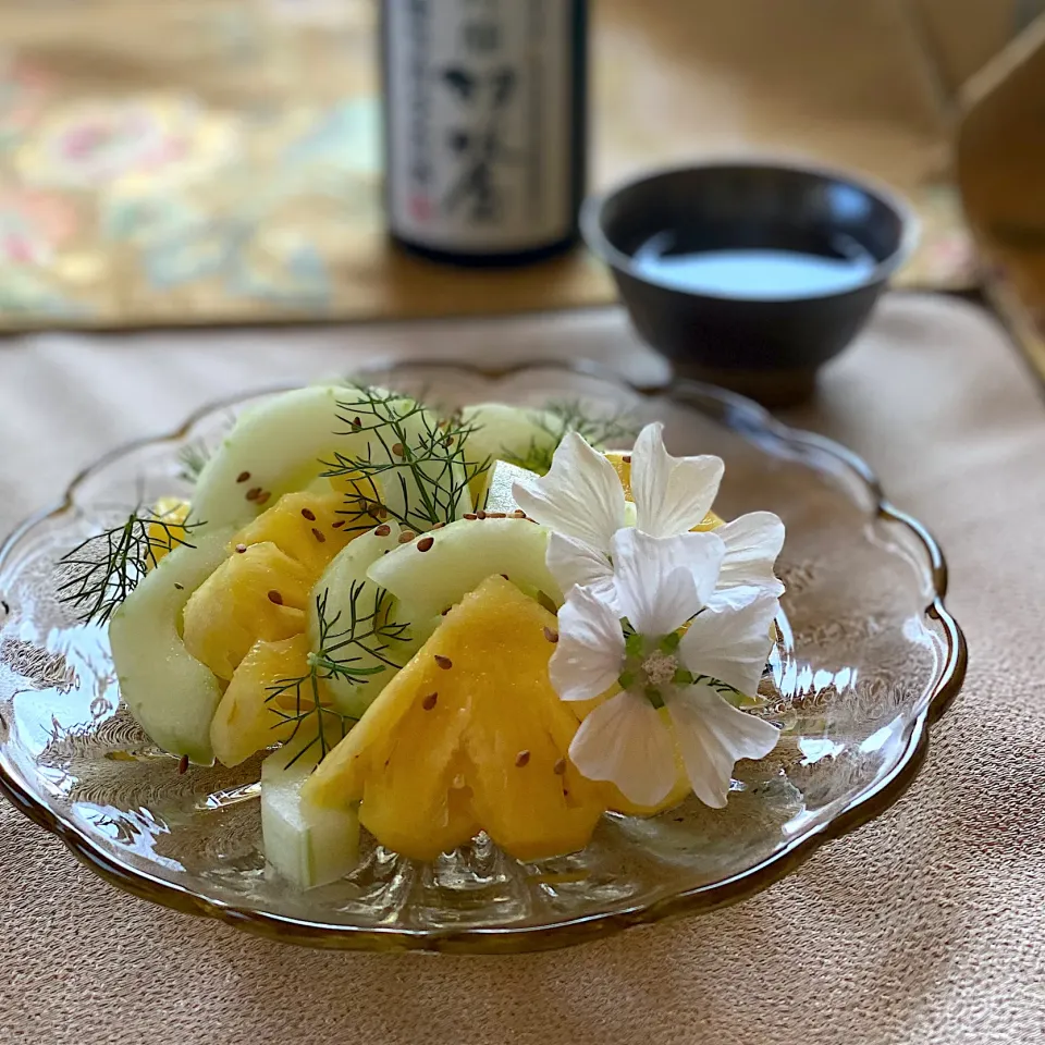 ✨🥒🍍夏野菜と😊 ②. 翡翠きゅうりと台湾パイナップルのサラダ|ゆきぽん@ゆきの家飲み料理さん