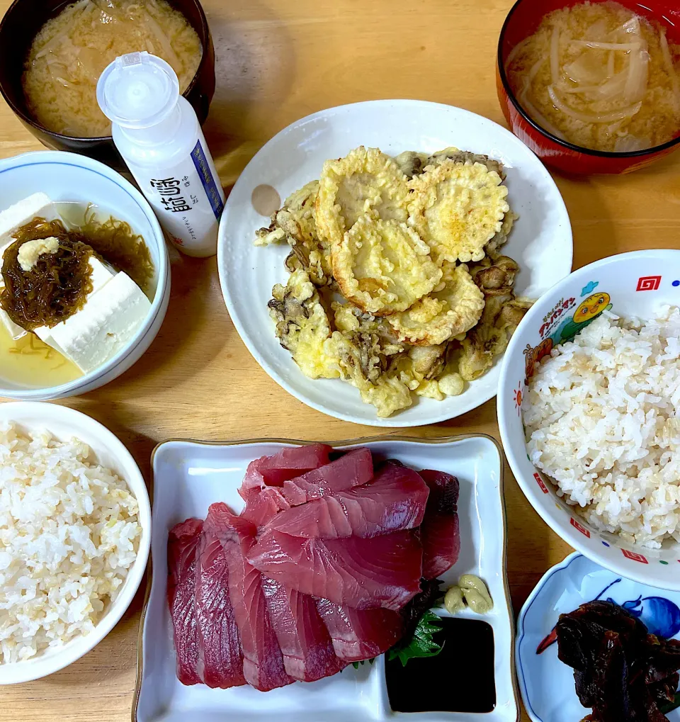 干し大根と舞茸の天ぷら&生鰹刺身🐟|Makokoさん