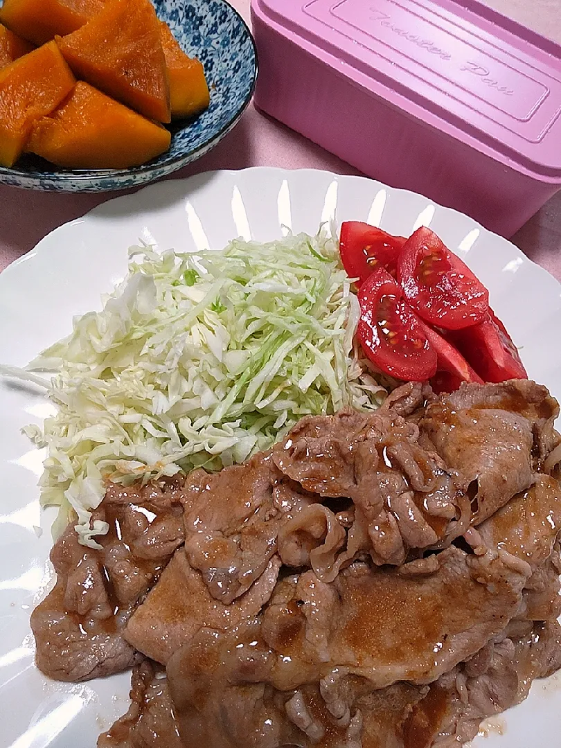 ☆今日の晩ごはん☆　豚の生姜焼き　かぼちゃ煮|hamamaさん