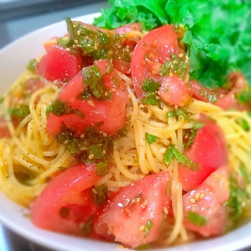 完熟トマトと大葉の冷製パスタ～♪♪|砂糖味屋キッチンさん