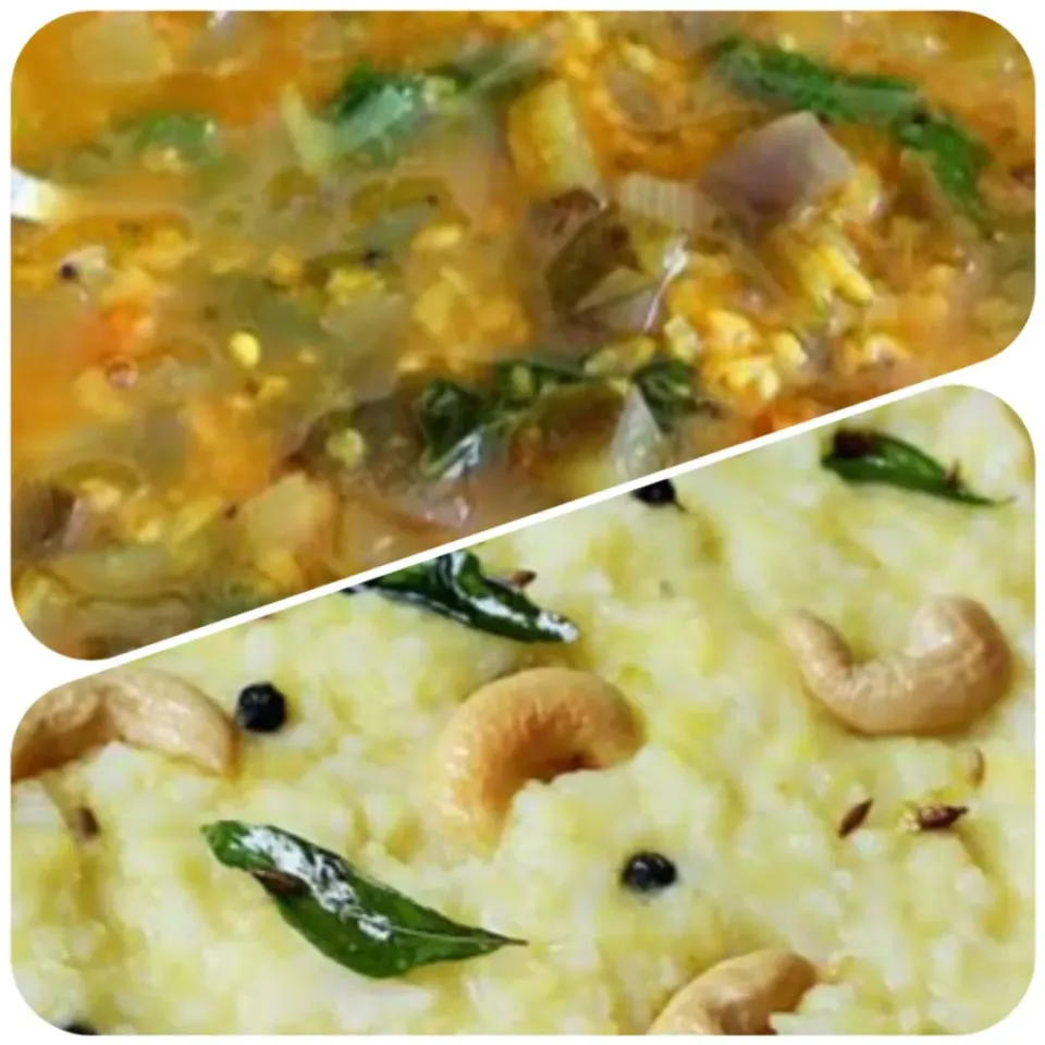 Khara Bhaat Or Ven pongal and Eggplant Gotsu... traditional South Indian delicacy|Priyaさん