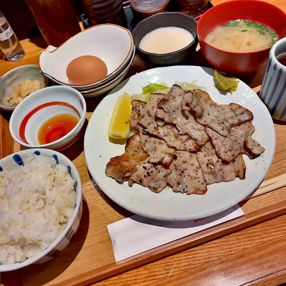 Snapdishの料理写真:糸島豚の炙り麦とろろ定食|T. Wonderさん