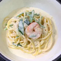 🍝海老とほうれん草のクリームソースのパスタ🍝|Hanami Takigamiさん